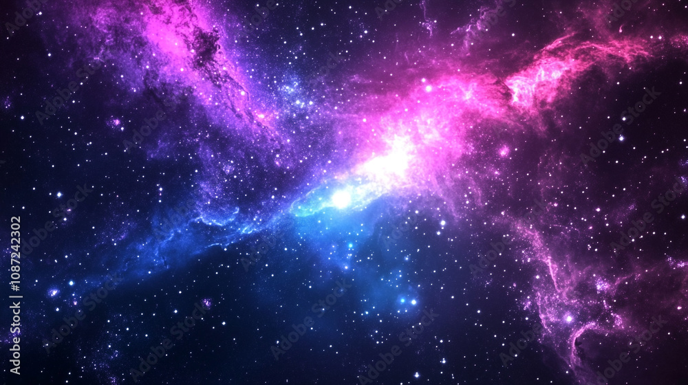 Naklejka premium Stunning cosmic landscape featuring vibrant colors and countless stars in deep space