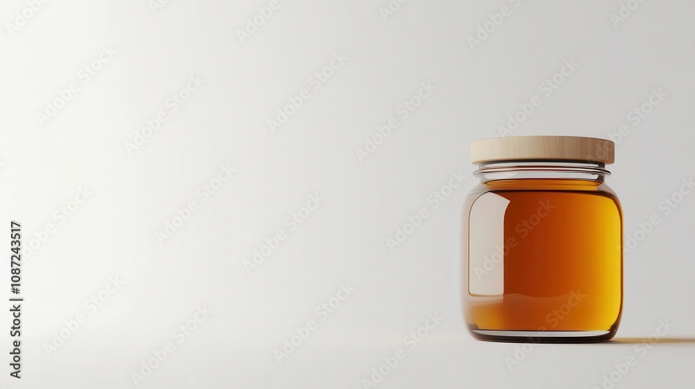 a jar of honey rests elegantly on a pristine white background, showcasing its golden hue and smooth texture, highlighting nature’s sweetness a jar of honey rests elegantly on a pristine white background, showcasing its golden hue and smooth texture, highlighting nature’s sweetness