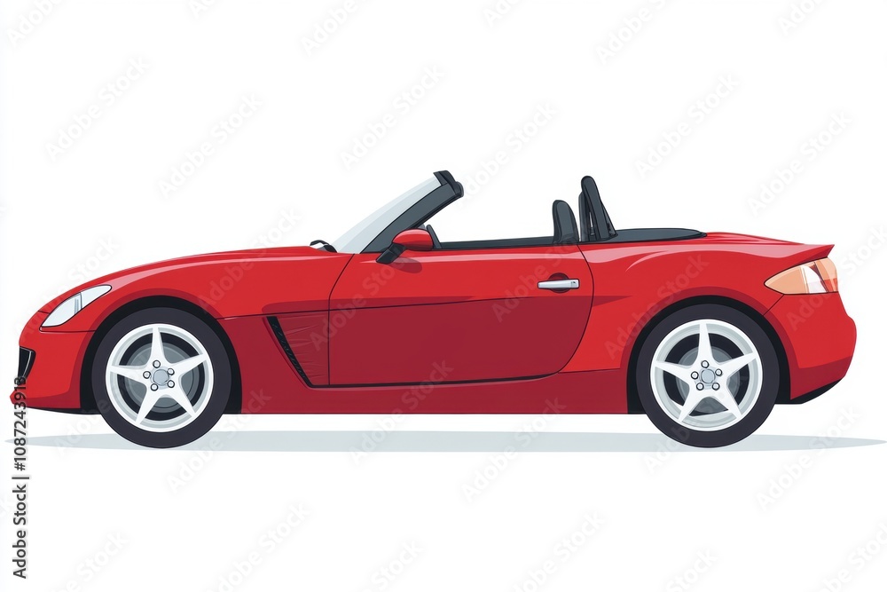 A red convertible sports car depicted in a side view illustration. A red convertible sports car depicted in a side view illustration.