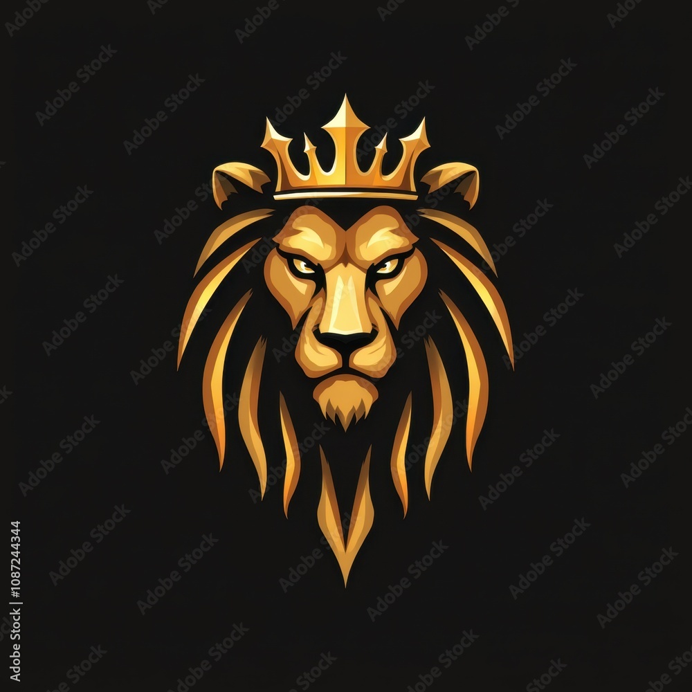 Obraz premium Regal Lion Icon: Radiant Crown Mane