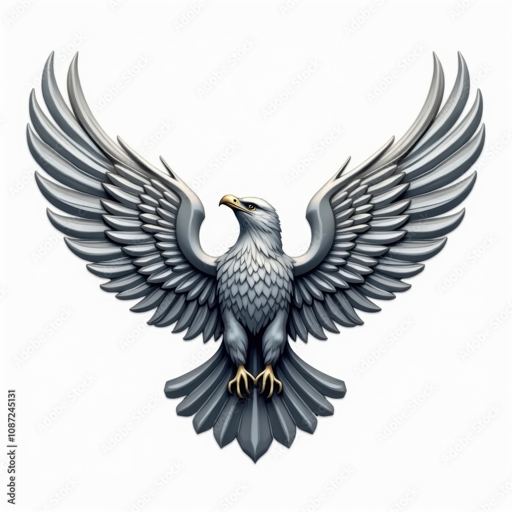 Obraz premium Soaring Eagle Icon with Intricate Feather Details