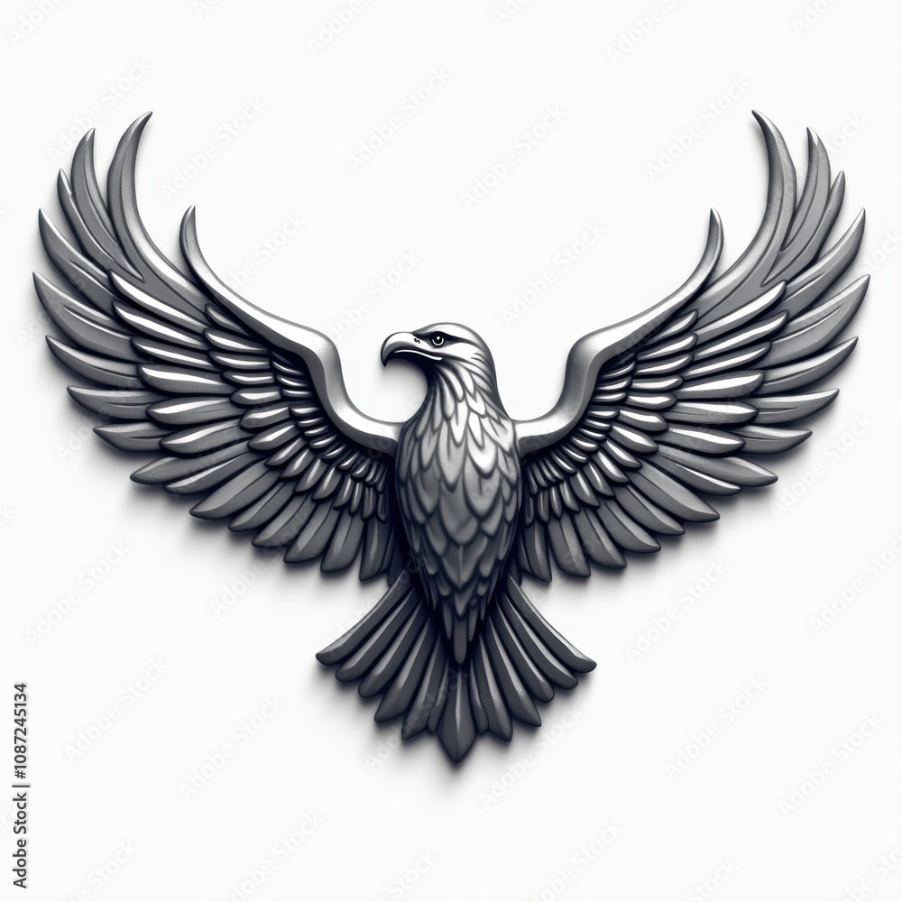 Fototapeta premium Soaring Eagle Icon with Intricate Feather Details