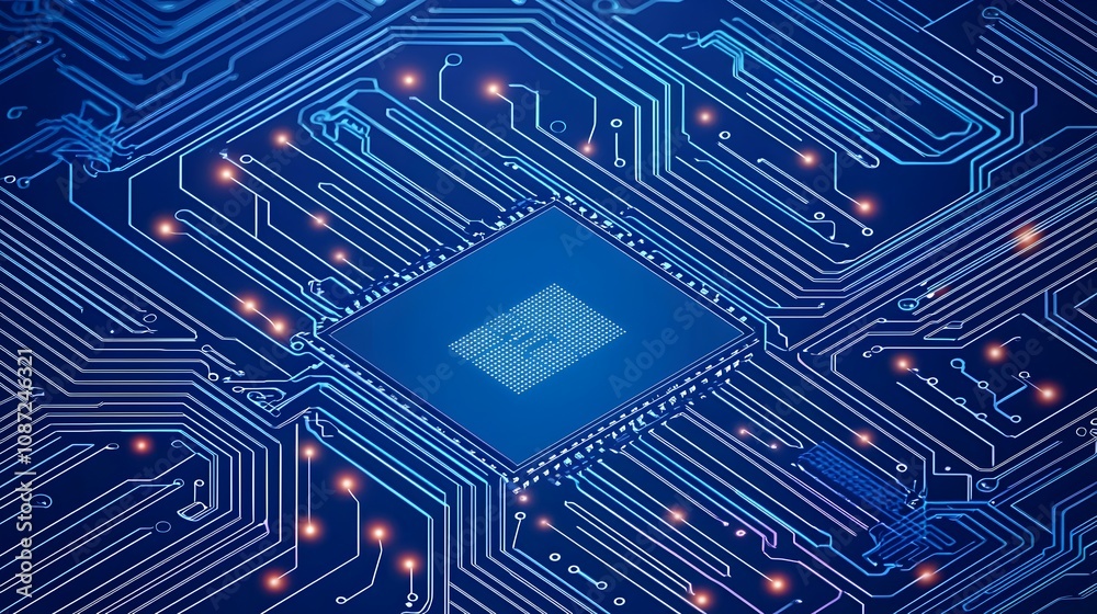 Cybernetic Pulse: Abstract digital art depicting a futuristic circuit board with glowing pink and blue lines, nodes, and data streams. Cybernetic Pulse: Abstract digital art depicting a futuristic circuit board with glowing pink and blue lines, nodes, and data streams.