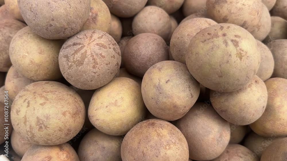 Fresh and organic sapodilla in the fruit market. Video of fruit market concept. Fresh and organic sapodilla in the fruit market. Video of fruit market concept.