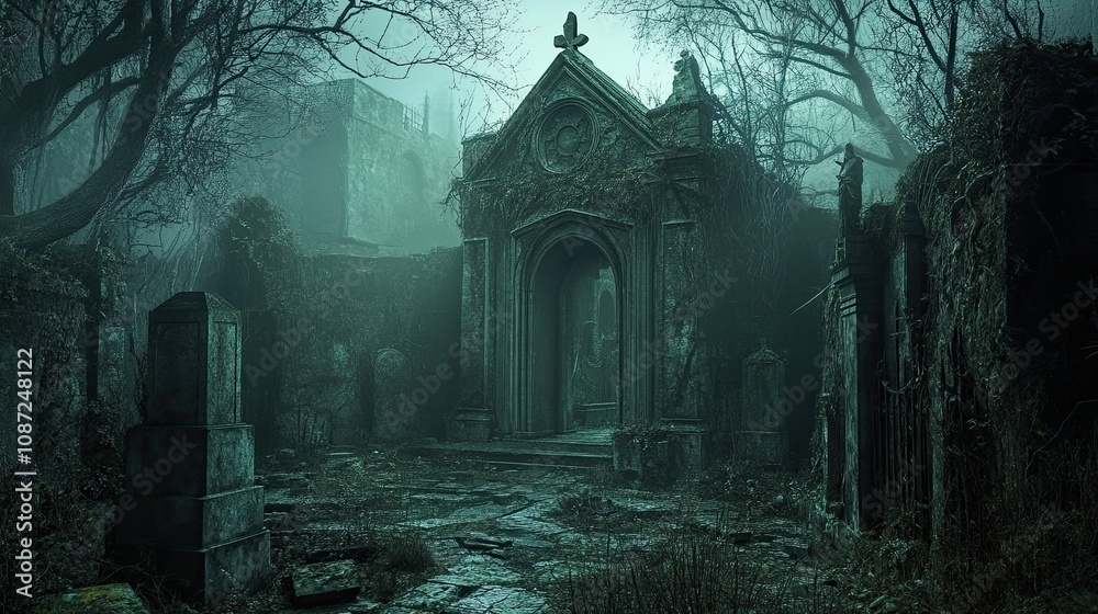 Fototapeta premium Spectral Graveyard Interior 
