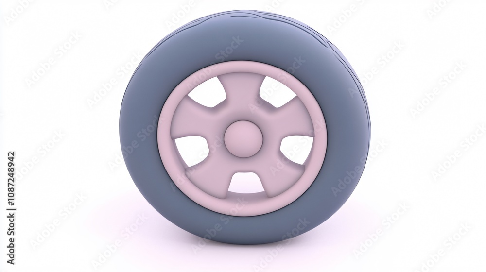 Fototapeta premium Abstract 3D Illustration of a Sleek Car Tire on a Pristine White Backdrop: A Modern Automotive Design