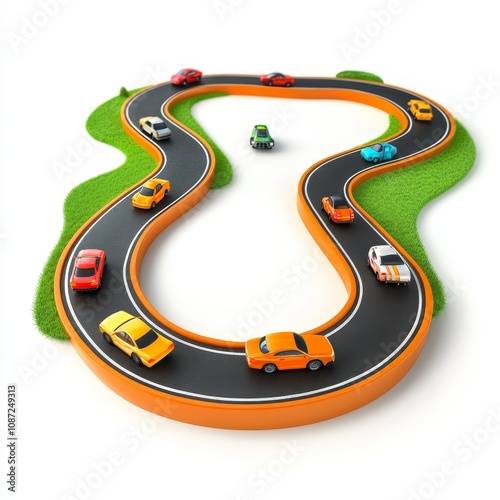 Colorful Kids' Race Track with Toy Cars