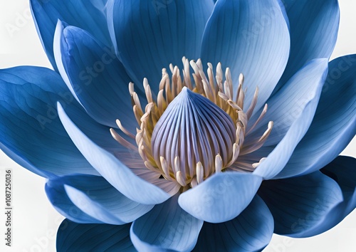 Blue lotus flower isolated on white or transparent.