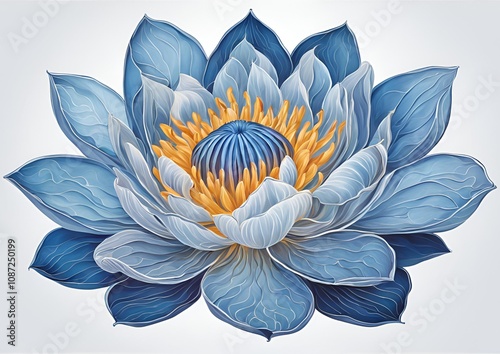 Blue lotus flower isolated on white or transparent.
