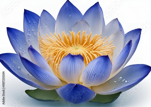 Blue lotus flower isolated on white or transparent.