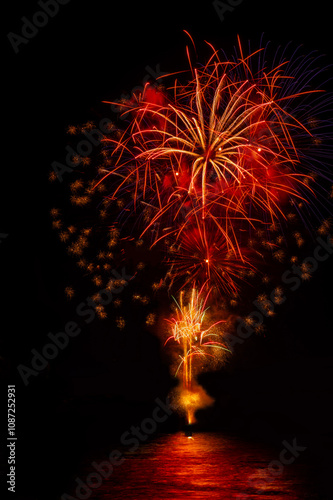 Obraz na płótnie colourful firework display set for celebration happy new year and merry christmas and fireworks on black background w salonie