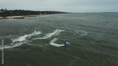 4K Drone Aerial of Water Jet Ski Ride Sport