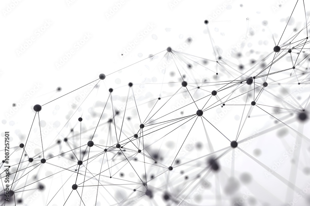 Abstract tech network connection dots on a white background with plexus lines, illustrating digital technology and big data analysis background, captured realistically by an HD camera. Abstract tech network connection dots on a white background with plexus lines, illustrating digital technology and big data analysis background, captured realistically by an HD camera.