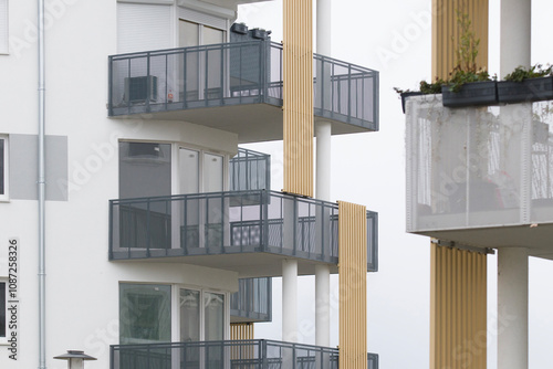 Multi-family apartment block with lots of windows