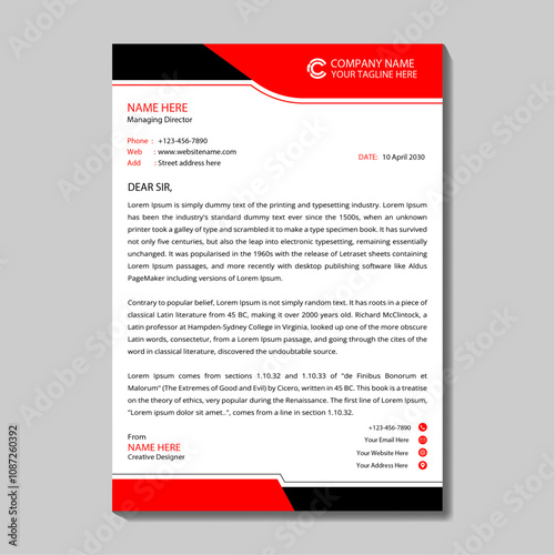 Clean and professional corporate company business letterhead unique design template