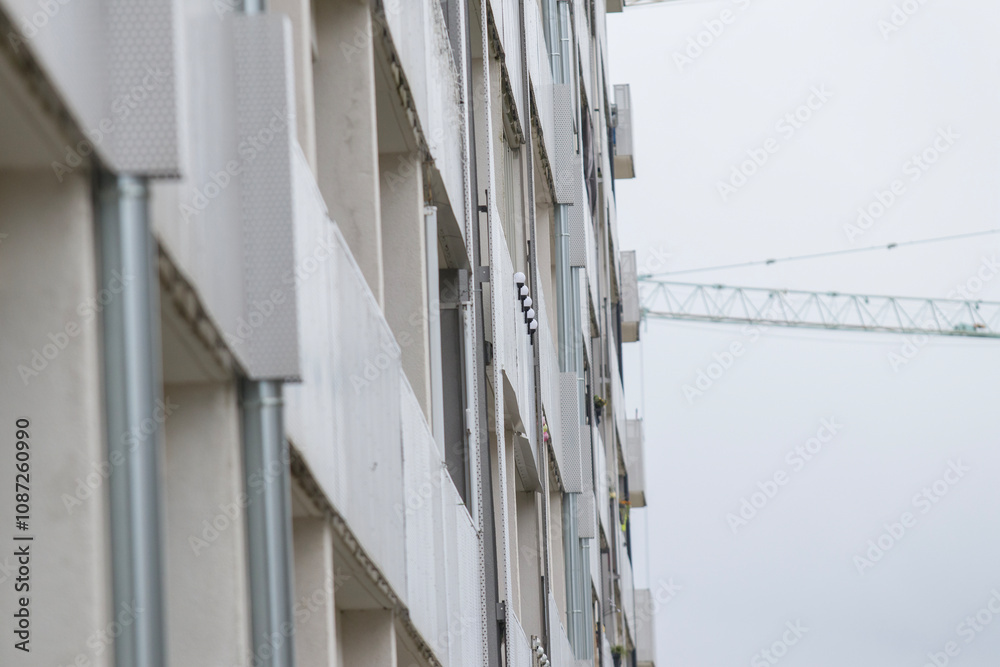 Multi-family apartment block with lots of windows