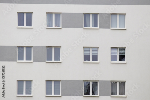 Multi-family apartment block with lots of windows