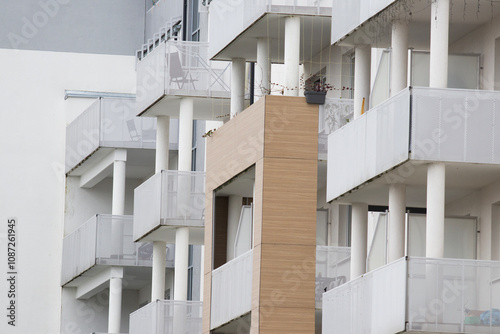 Multi-family apartment block with lots of windows