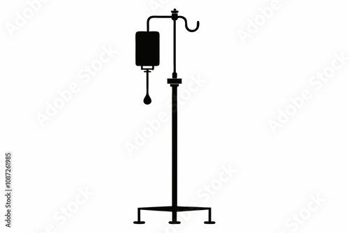 iv drip stand  silhouette isolated on a white background