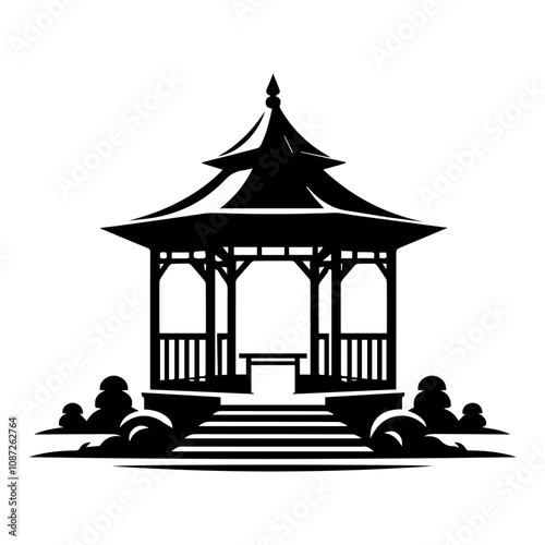 Simple Vector Icon of a gazebo – Logo Design Illustration