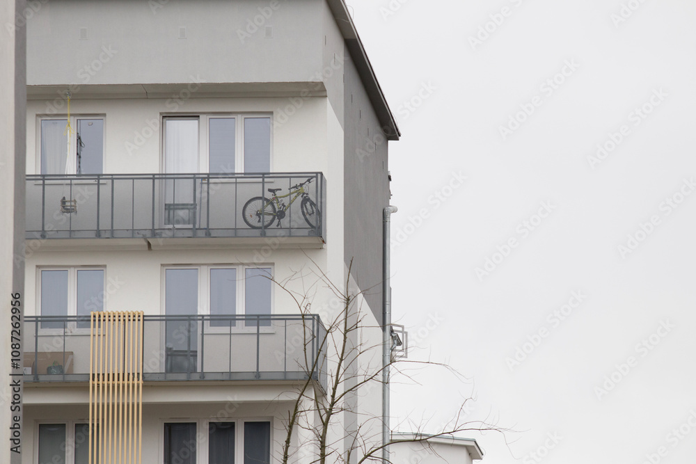 Multi-family apartment block with lots of windows