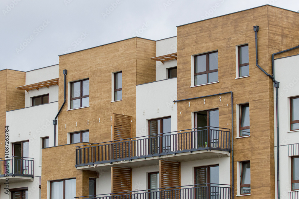 Multi-family apartment block with lots of windows