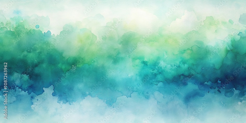 Abstract Watercolor Texture A Serene Blend of Teal, Green, and White Hues Abstract Watercolor Texture A Serene Blend of Teal, Green, and White Hues