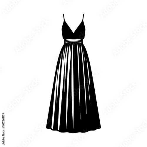 Simple Vector Icon of a Maxi Dress – Logo Design Illustration