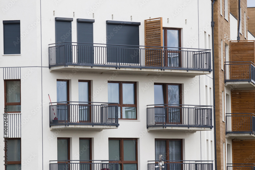 Multi-family apartment block with lots of windows