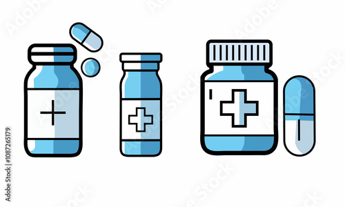 set of medicine bottles