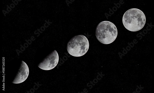 First quarter to full moon November 2024 moon phases over Ottawa, Canada photo