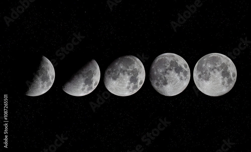 Obraz na płótnie First quarter to full moon November 2024 moon phases over Ottawa, Canada w salonie