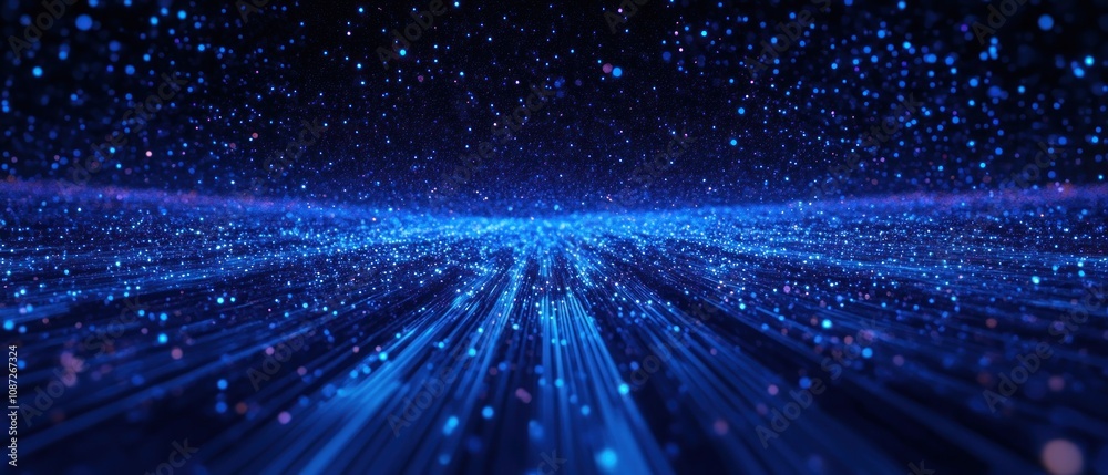 A digital landscape filled with blue particles and light streaks, evoking a sense of depth. A digital landscape filled with blue particles and light streaks, evoking a sense of depth.