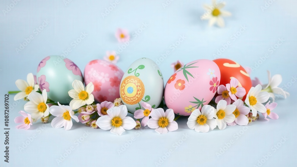 Celebrate Easter with Beautifully Decorated Eggs and Delicate Flowers, Perfect for Spring Decorations and Gifts Celebrate Easter with Beautifully Decorated Eggs and Delicate Flowers, Perfect for Spring Decorations and Gifts