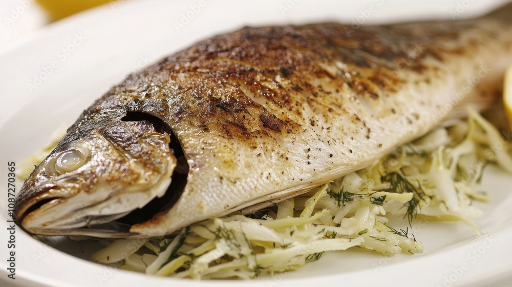 Whole Roasted Branzino with Shaved Fennel Slaw Whole Roasted Branzino with Shaved Fennel Slaw