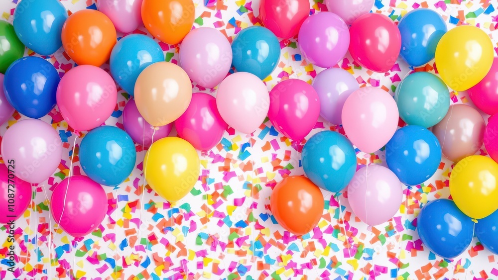 Celebrate in Style with a Burst of Colorful Balloons and Confetti for a Joyful Party Atmosphere Celebrate in Style with a Burst of Colorful Balloons and Confetti for a Joyful Party Atmosphere