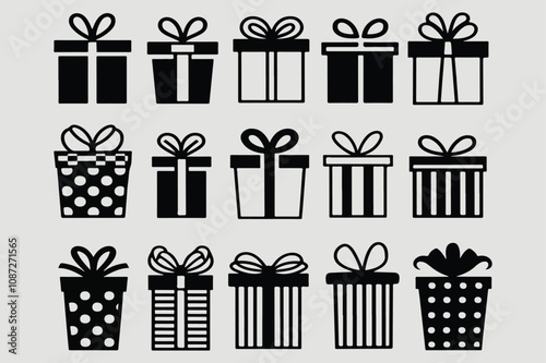 Christmas gift box vector silhouette illustration