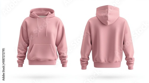 Pink hoodie design front and back view for fashion and apparel showcase