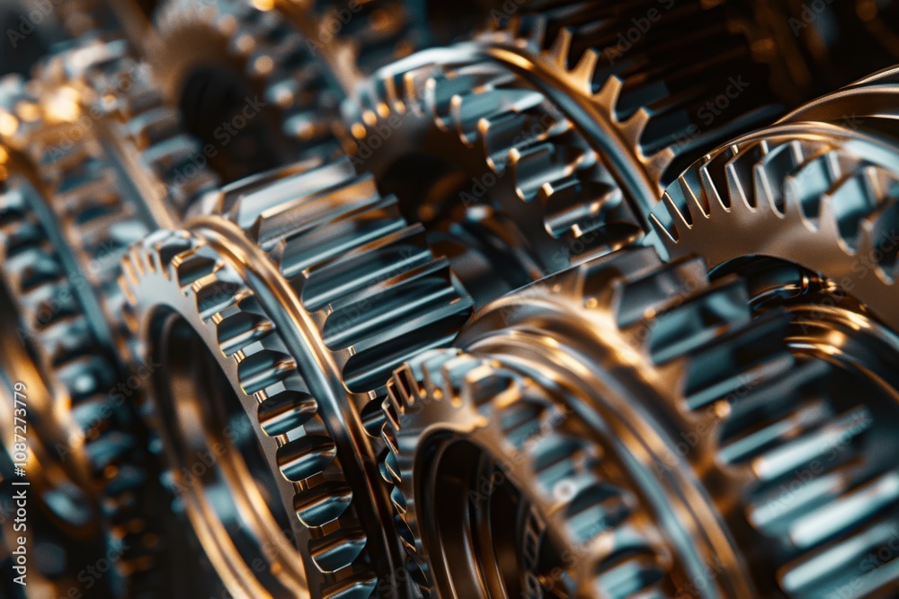Fototapeta premium Gears Rotate Smoothly Together, Showing Synergy and Precision Work