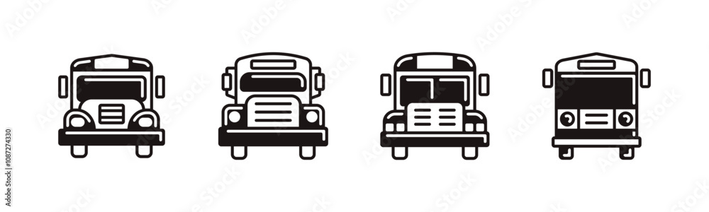 school bus public transport icon set school travel transportation transportation vehicle station arrival signs vector illustration for web and app school bus public transport icon set school travel transportation transportation vehicle station arrival signs vector illustration for web and app