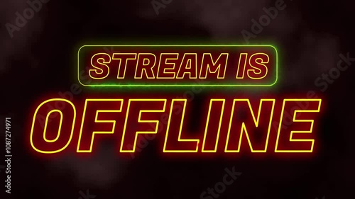 Stream is offline cloudy background with flickering animation 4k video
