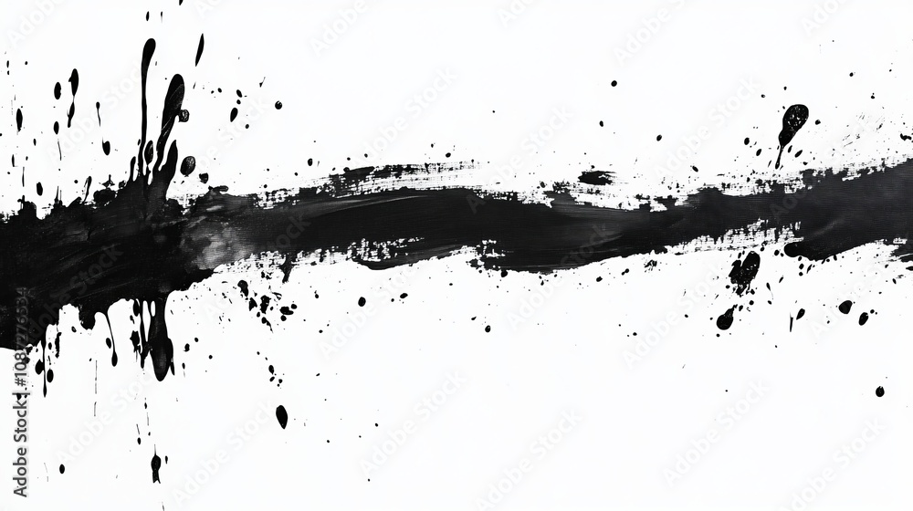 A vibrant streak of black paint sweeps energetically against a pristine white canvas, showcasing the beauty of abstract art through dynamic splatters and expressive lines. A vibrant streak of black paint sweeps energetically against a pristine white canvas, showcasing the beauty of abstract art through dynamic splatters and expressive lines.