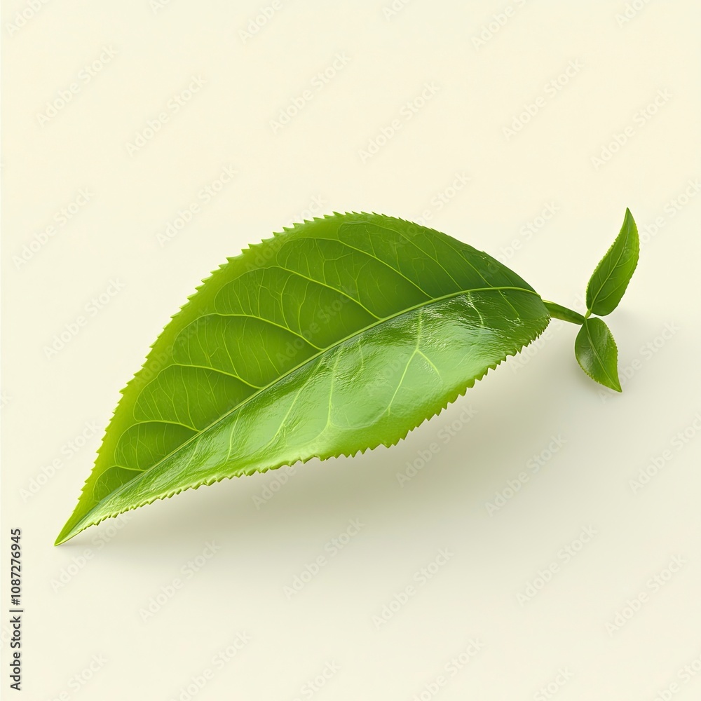 Obraz premium realistic super high definition close up of green tea leaf .generative ai