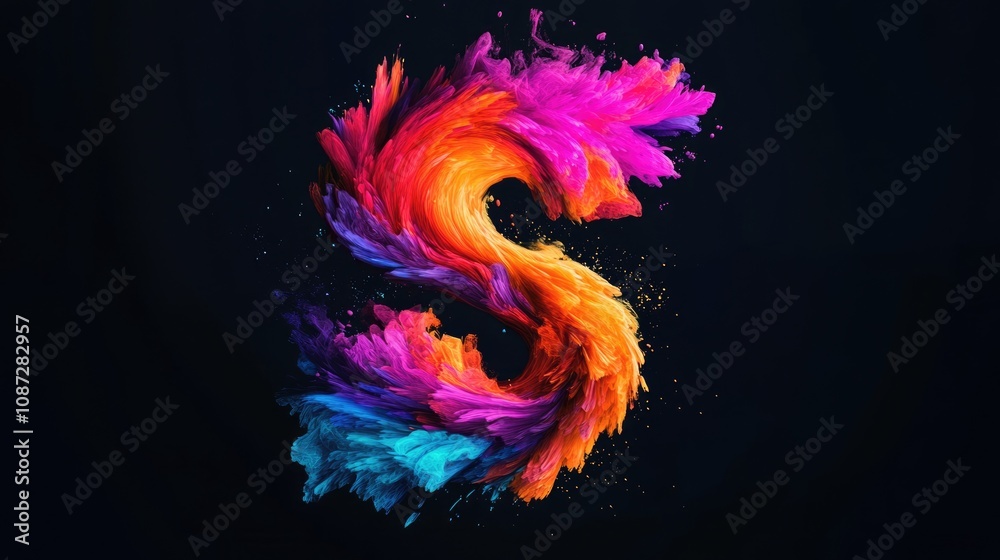 Abstract Swirling Colors in S Shape