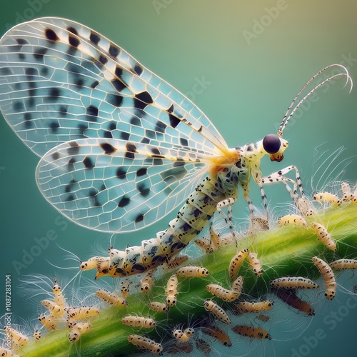 Lacewing Chrysopidae A delicate insect with lacy wings known for photo