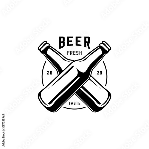 Two bottles of beer logo vector 