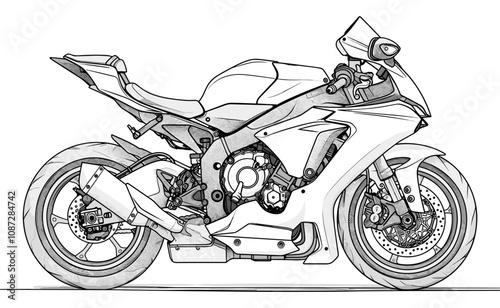Sports Motorcycle Side View Coloring Page for Kids Sports Bike Speedy Racing Vehicle Detailed Illustration Fun Kids