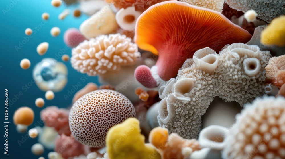 Detailed View of Fungal Spores Under Microscope Detailed View of Fungal Spores Under Microscope