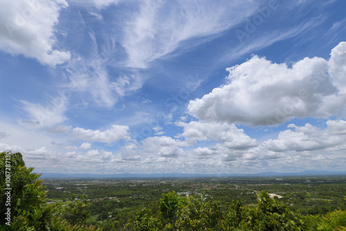 blue sky and clouds with home community in Northern Thailand