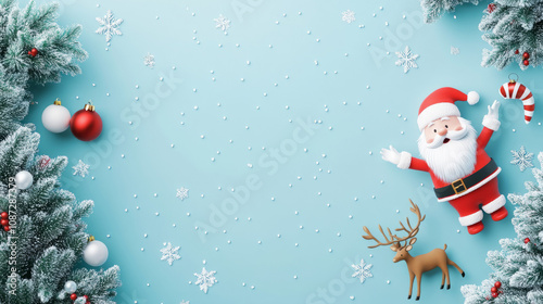 Santa Claus and Snowman Cartoon Spreading Christmas Cheer.Cute Christmas Cartoon: Santa and Snowman in Winter Wonderland.A Whimsical Christmas Cartoon Scene